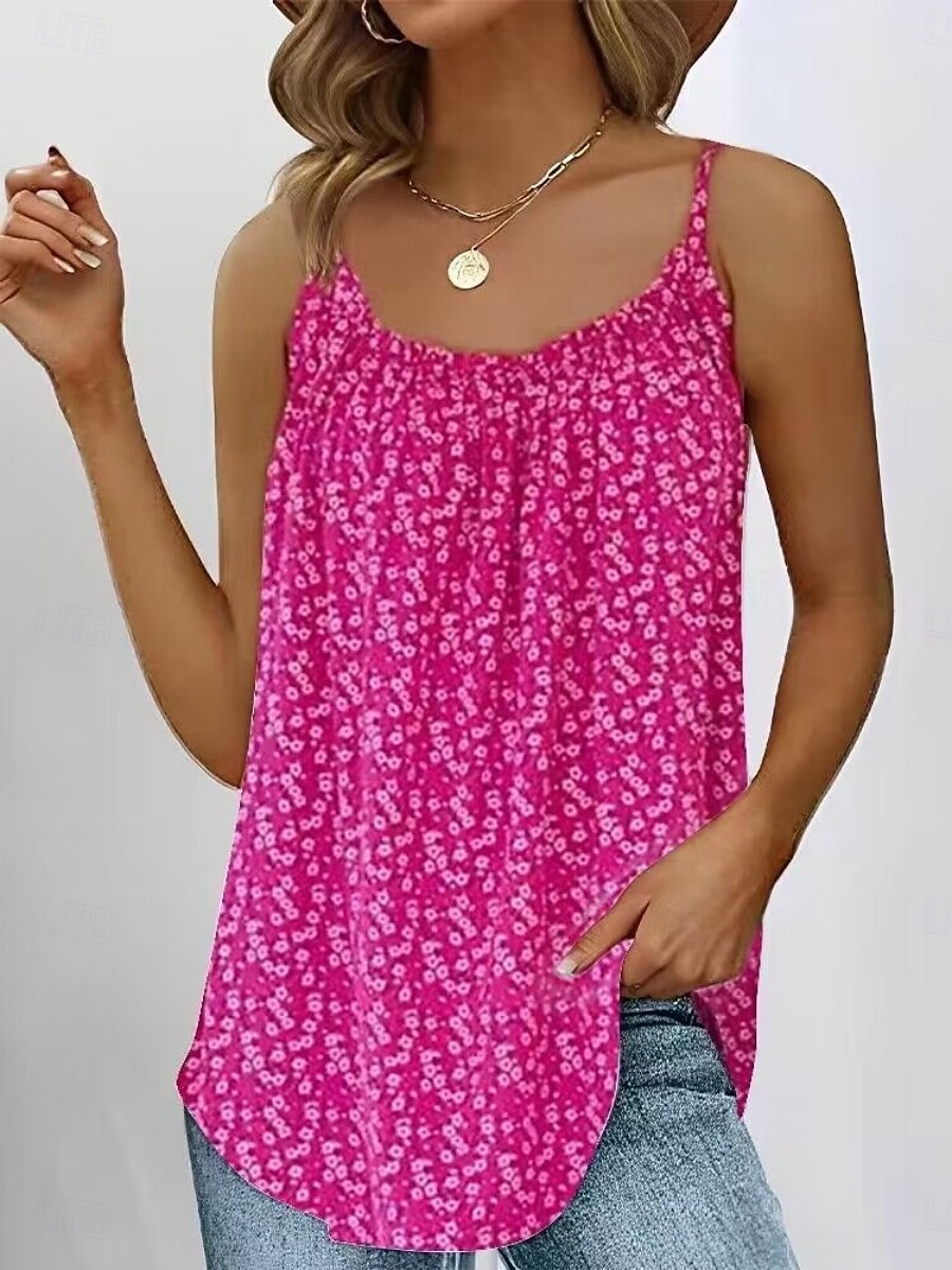 Per donna Canotta a canotta Floreale Quotidiano Casual Senza Maniche Spallina Top Regolari Quotidiano Stampato Nero Blu Fucsia Verde Estate del 2025 a $13.99 –P5