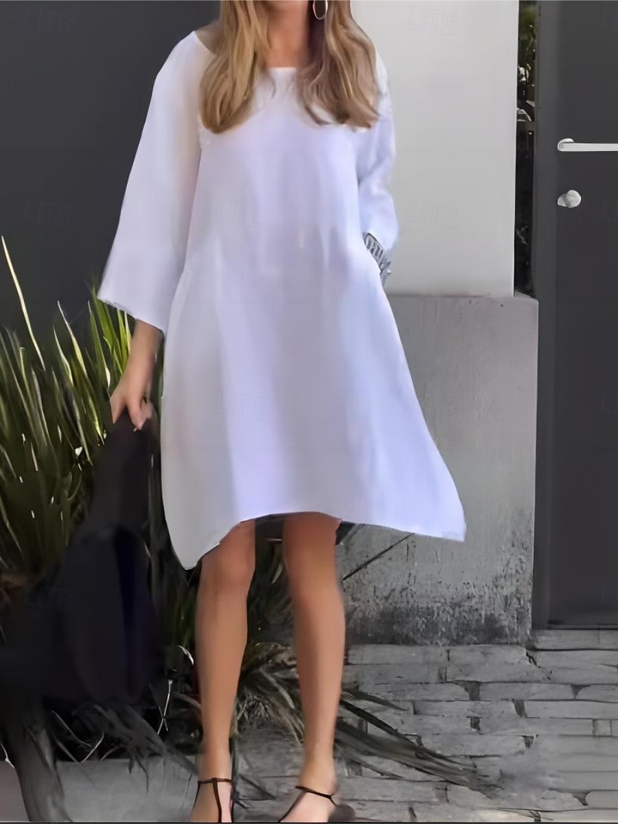 Mulheres Minivestido Vestido de verão Casual Diário Normal Gráfico Manga 3/4 Gola Redonda Branco Rosa Verde Cinzento Claro Verão de 2025 por $26.99 –P1