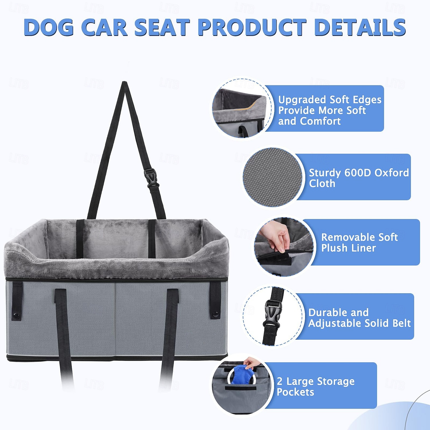Portable Pet Booster Seat Dog Car Seat for Small Dogs with 2 Clip-On Safety Leashes and Adjustable Straps 2025 - $55.99 –P8