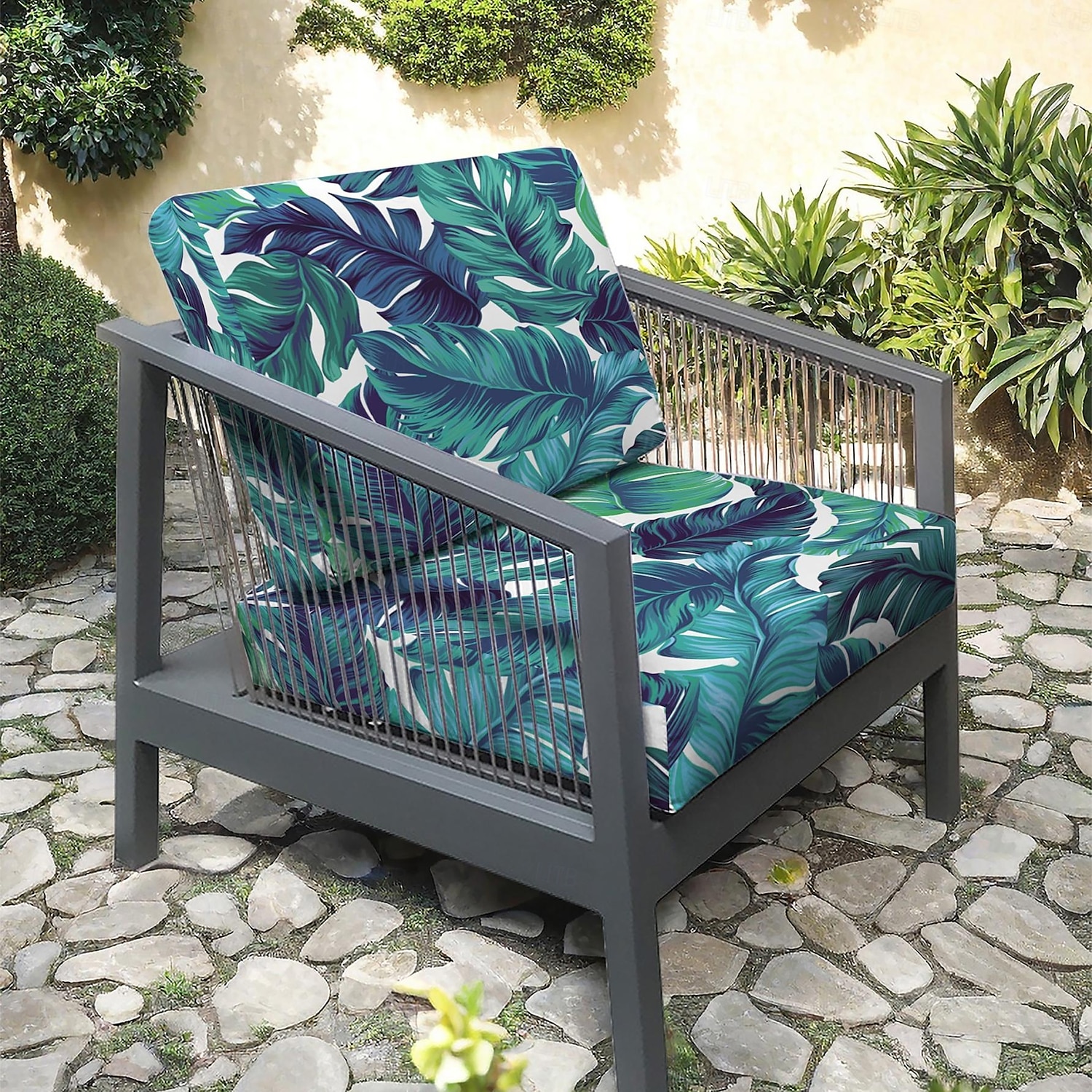 Housse de coussin de siège de canapé d'extérieur, housse de mobilier de patio, housses en microfibre teintes en fil floral de 2025 ? $9.49 –P3