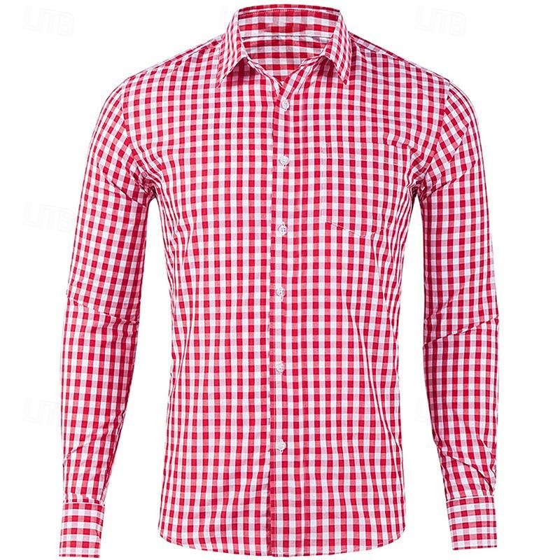 Herren Hemd Lässiges Hemd Knopfhemd Karierte Hemden Hellgrünkaffee Schwarz Rosa Rote Blau Langarm Plaid / Karomuster Kargen Urlaub Strasse Bedruckt Bekleidung Polyester Modisch Freizeit Hawaiihemd 2025 - $8.99 –P11