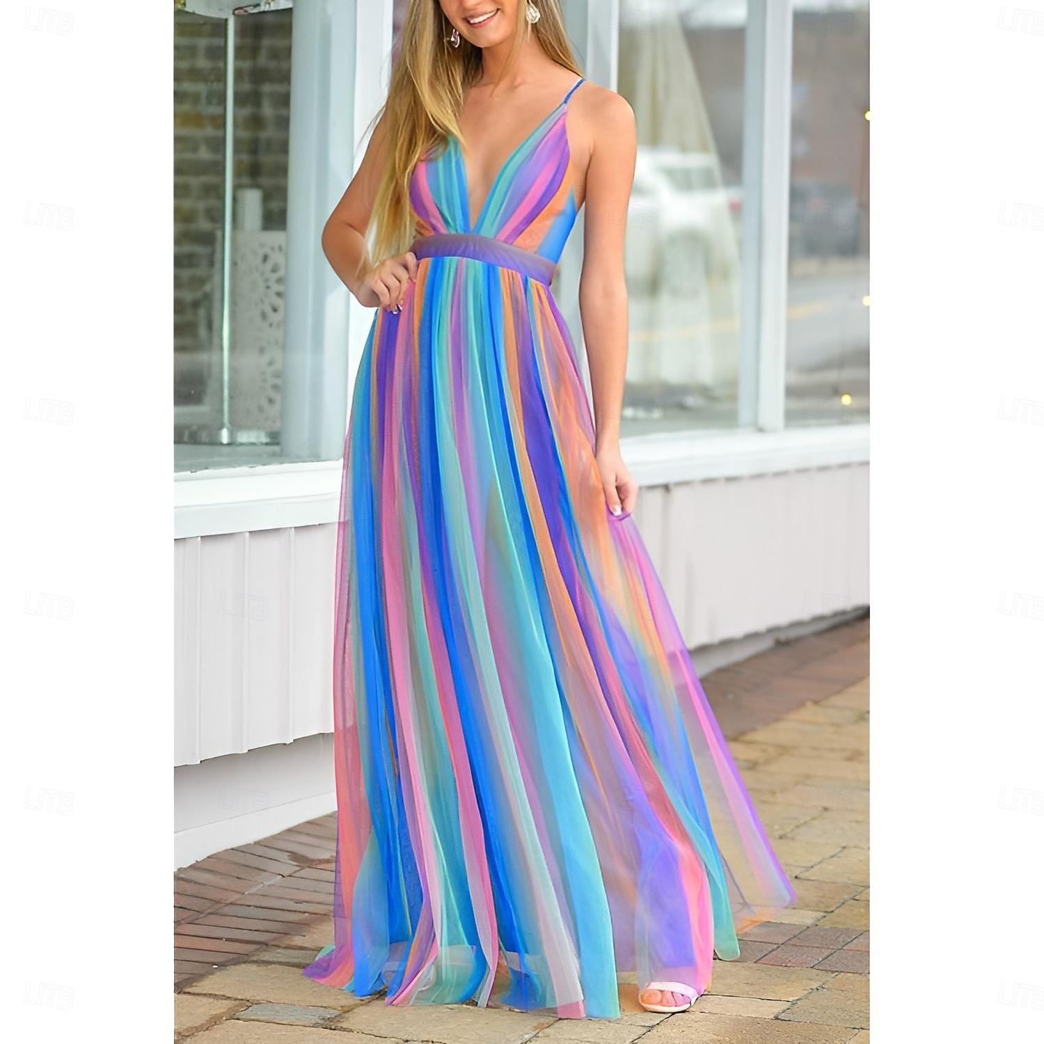 Stolthet Regnbåge Klänningar Rainbow Chiffong Maxiklänning Ledigt Dam Vuxna Prideparad Pride månad Halloween Karnival Lätt karnevalsdräkt 2025 - $34.99 –P9