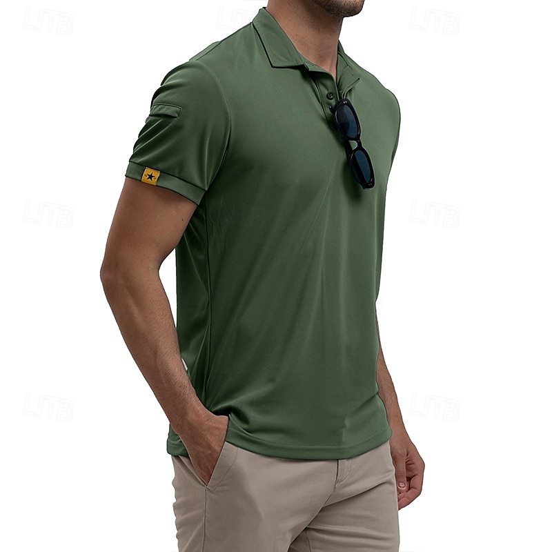 Men's Golf Shirt Golf Polos Shirts Work Casual Lapel Short Sleeve Basic Modern Plain Patchwork Buttons Summer Regular Fit Blue Sky Blue Army Green Golf Shirt 2025 - $23.99 –P4