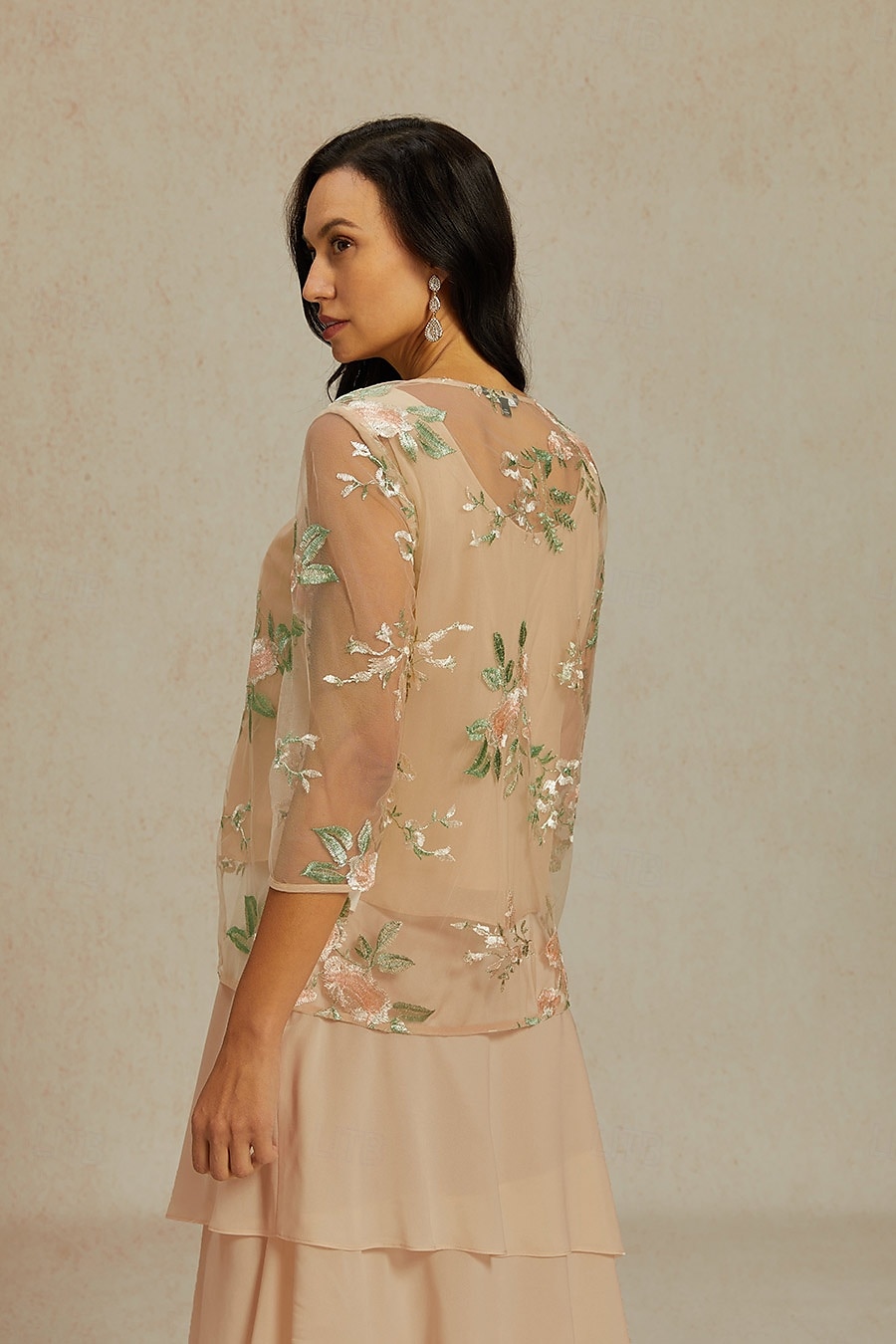 Dámské Šifonové topy Krajka Výšivka Květinový Elegantní stylové Základní 3/4 délka rukávu Tričkový Běžné topy Meruňková Léto 2026 - $28.99 –P2