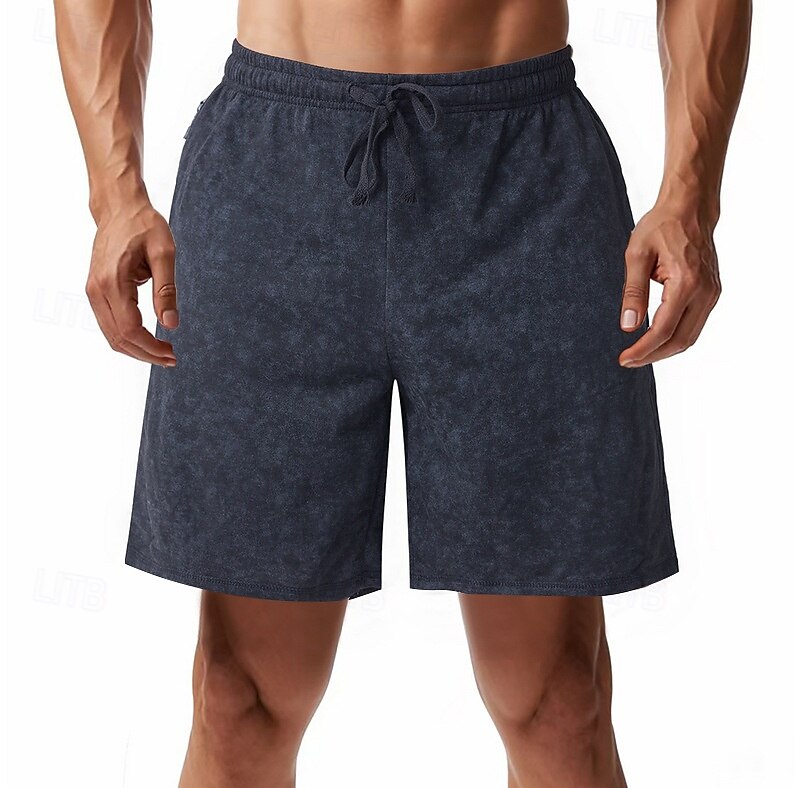 Men's Athletic Shorts Sweat Shorts Shorts Summer Shorts Pocket Drawstring Elastic Waist Plain Comfort Breathable Short Outdoor Sports Classic Casual Black Navy Blue 2025 - $17.99 –P16