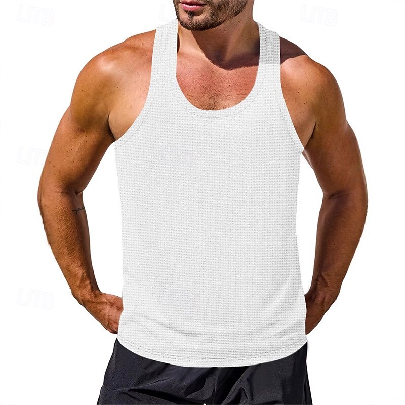 Men's Tank Top Vest Top Undershirt Sleeveless Shirt Sleeveless Crew Neck Summer Plain Fashion Designer Basic Classic Vacation Street Going out Black White Wine Top Tee for Men 2025 - $12.49 –P1