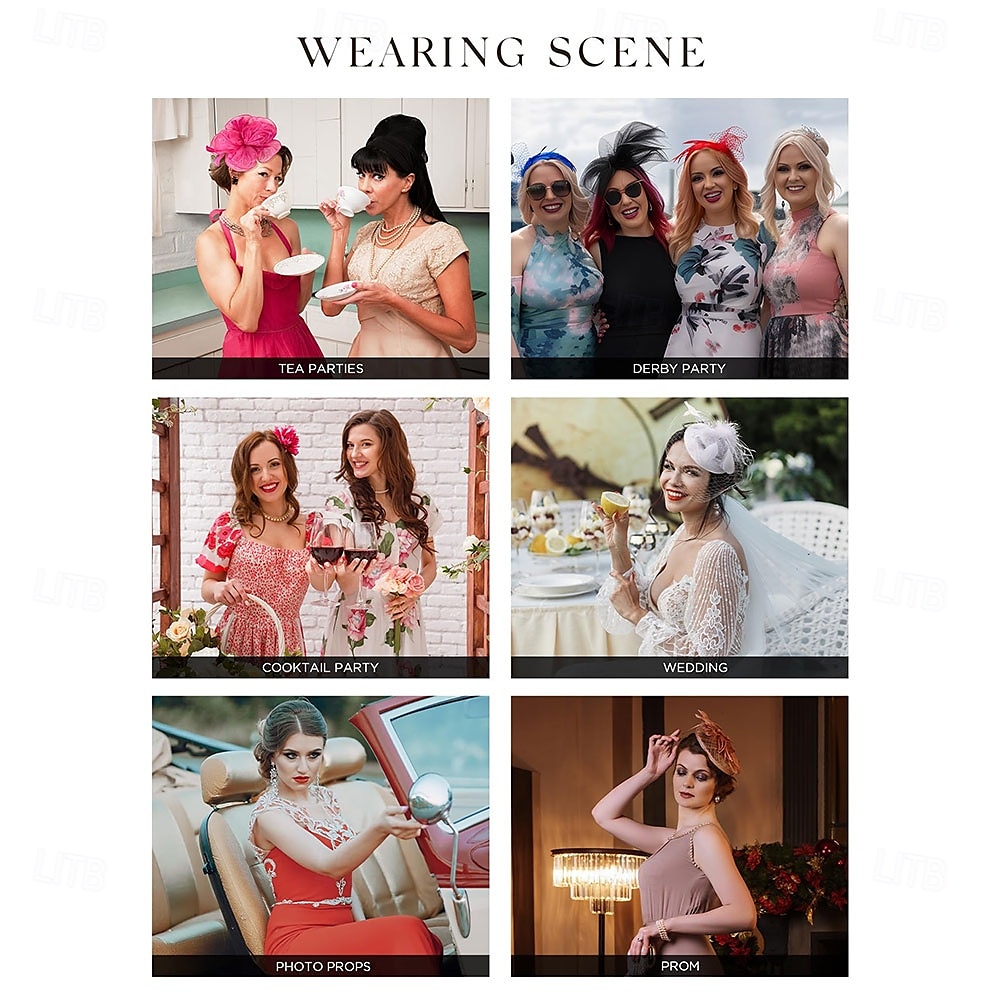 Fascinators Pillbox Hats for Women, Tea Party Hat and Short Lace Gloves Set Perfect for Kentucky Derby, Cocktail 2025 - JP ¥5139 –P7