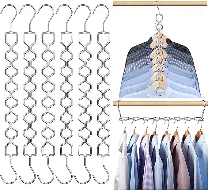 6 Pack Space Saving Hangers for Clothes Heavy Duty 30Lbs Capacity Magic Collapsible Clothes Space Saver Metal Hanger Organizer with 360 Swivel Hook Closet Organizers Storage Dorm Room Essentials 2025 - $21.99 –P7