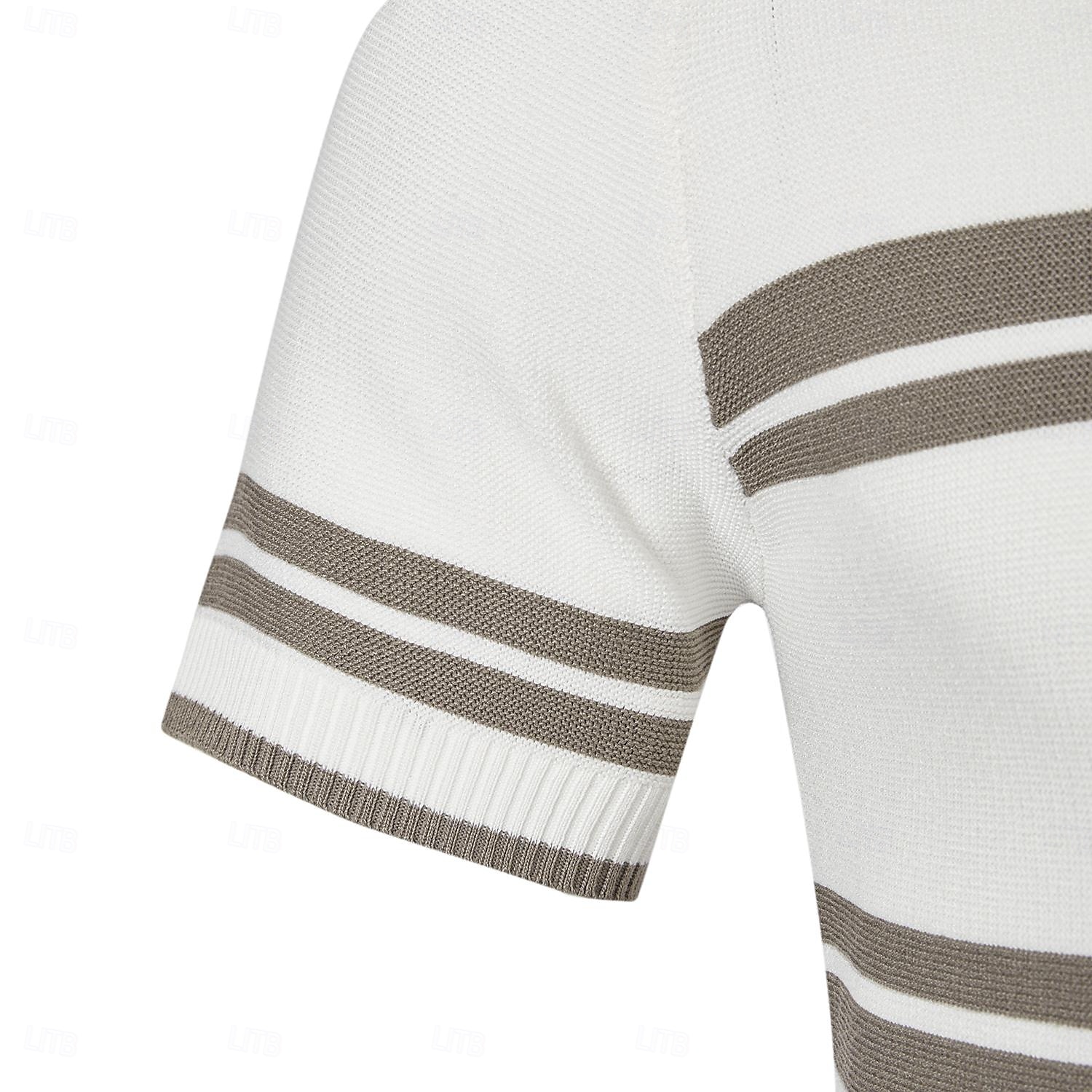 Herre Polo Strikk polo Virksomhet Avslappet V-hals Kortermet Formelt Fargeblokk Original Sommer Alle årstider Svart Hvit Militærgrønn Beige Polo 2025 - $27.99 –P3