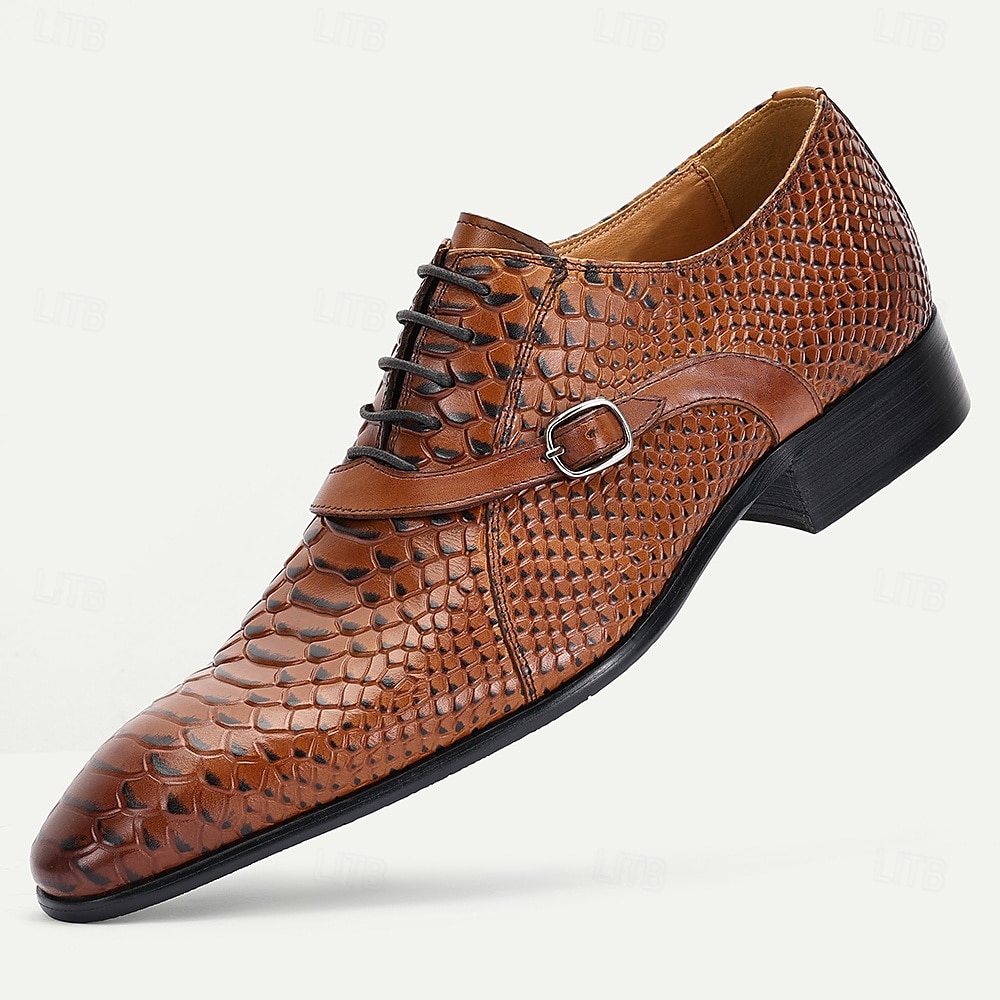 Sophisticated Brown Crocodile Pattern Men\'s Derbys Marco Di Milano Caribe Caiman Crocodile Derby Orix / Brown  main image 3