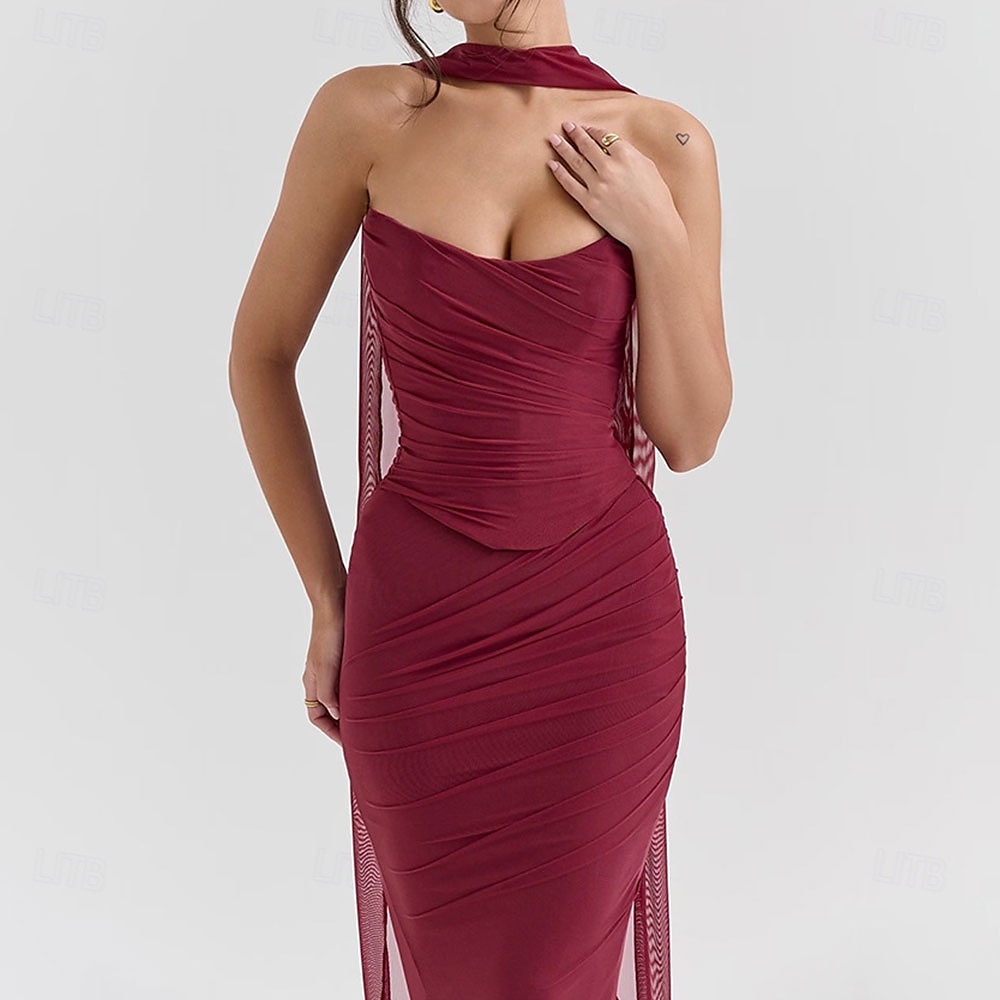 Mořská panna  trumpet quinceanera šaty elegantní šaty svatba svatební hosté dlouhé do podlahy bez rukávu bezramenné polyesterové bez zad s nařasením 2025 - $99.99 –P4