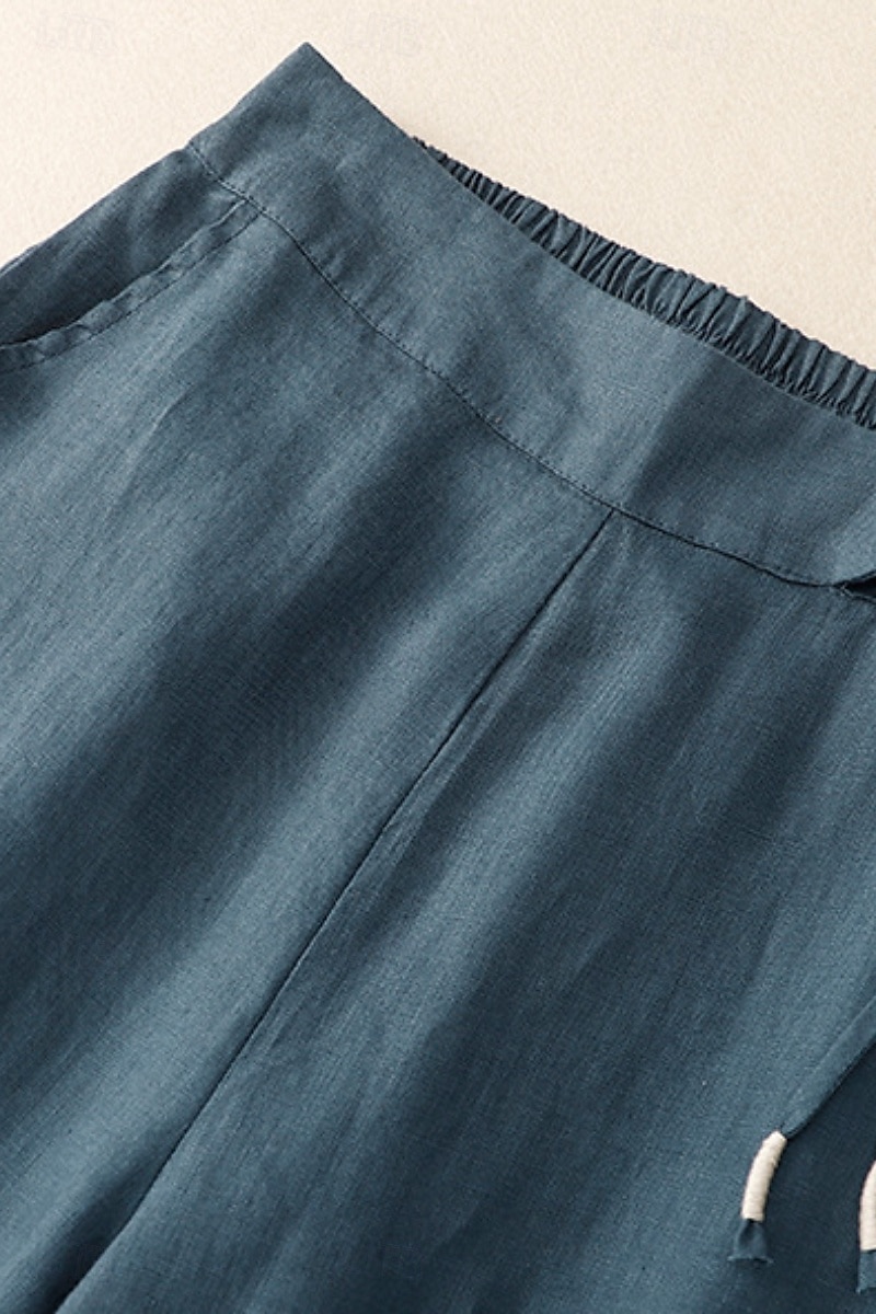Per donna Pantaloni in cotone e lino Pantaloni Eleganti Moda Streetwear Lunghezza intera Naturale Semplice Tasca Elastico in vita All'aperto Confortevole Streetwear Uscire Aalbicocca Nero Blu Zenzero del 2025 a $30.99 –P15
