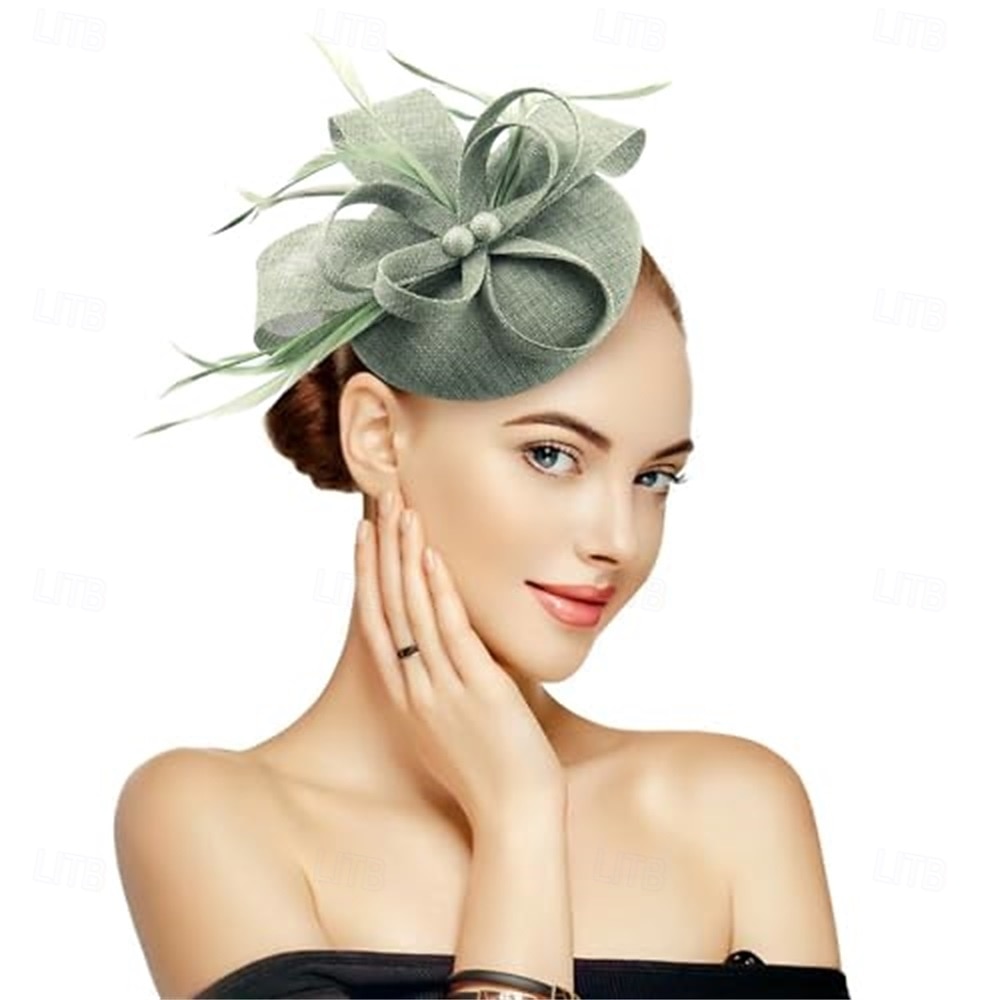 Stroik Sinamay Kapelusz Fedora Ślub Wieczorna impreza Herbaciane przyjęcie Wyścigi konne koktajl Zabytkowe Śłodkie Z Pióro Kwiaty Winieta Nakrycia Głowy 2025 - $56.99 –P2