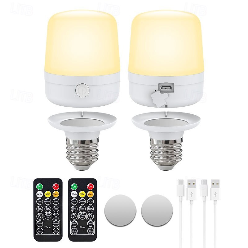 1 Stück E27 Lampenkopf zum Aufladen, magnetisch, kleines Nachtlicht, abnehmbare Fernbedienung, Nachttischlampe, Wandleuchte, einstellbare Dimmzeit, Typ-C-Schnittstelle 2025 - $17.99 –P12