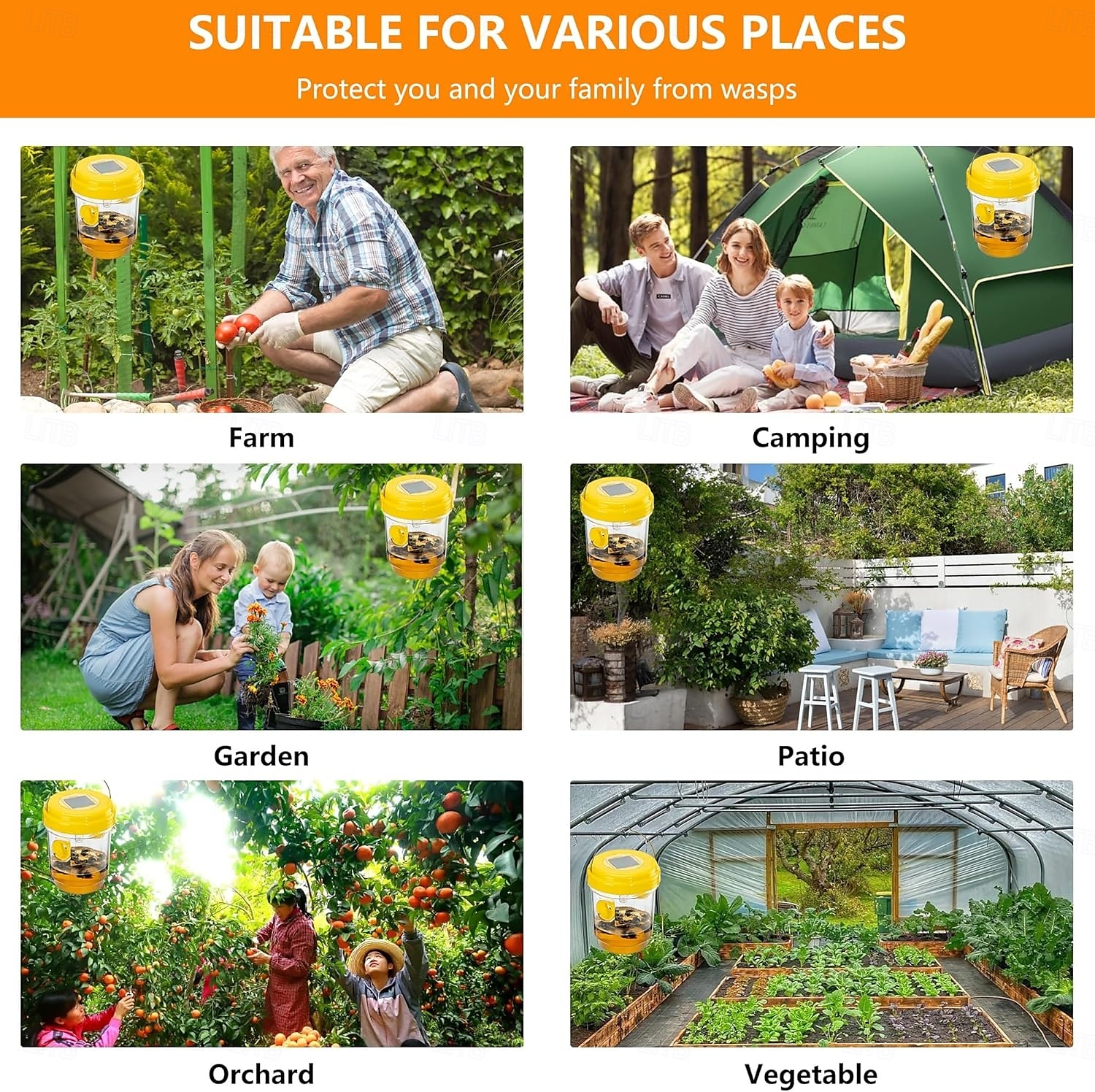 Pièges à guêpes suspendus pour l'extérieur, piège à abeilles solaire pour l'extérieur, pièges à frelons, attrape-guêpes pour l'extérieur du jardin de 2025 ? $11.99 –P7