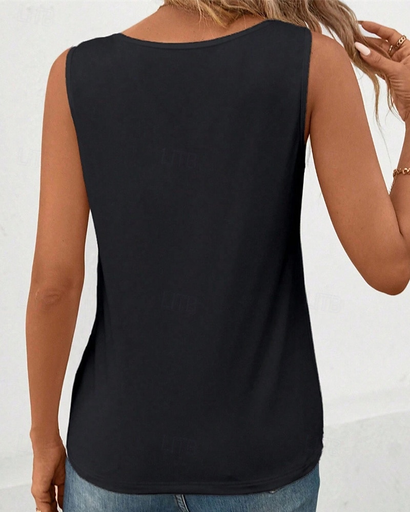 Women's Tank Top Tee Top Plain Fashion Modern Sleeveless Square Neck Regular Tops Daily Beach Wear Black White Gray Summer 2025 - $14.99 –P7