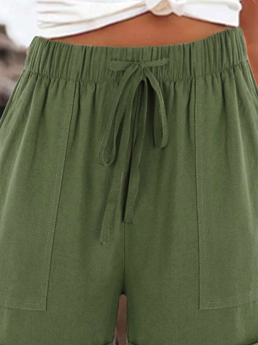 Dame Shorts Baggy Bukser Enfarget Chinos Mote Gatekler Grunnleggende Kne Lengde Medium Midje Enfarget Lomme Snor Komfort Utendørs Mikro-elastisk Ferie Gate Daglig Grå Svart Rosa Dyp Blå 2025 - $16.99 –P3