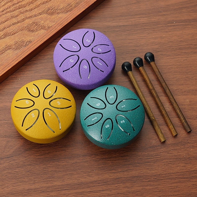 Tambor de chuva para jardim externo com protetores de dedos de 3 polegadas e 6 notas, tambor de língua de aço, mini tambor de mão à prova d'água com protetores de dedos, instrumento musical de de 2025 por $17.99 –P6