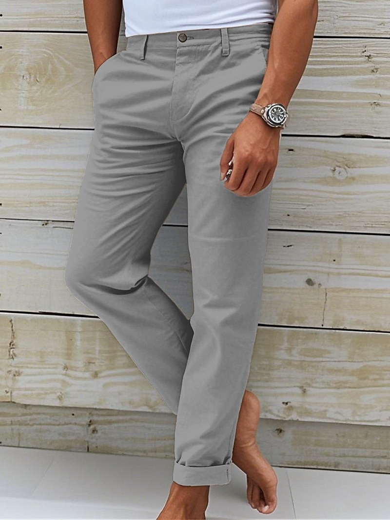 Pánské Kalhoty chinos Kalhoty Chino kalhoty Knoflíky Kapsy Bez vzoru Pohodlné Denní Klasický styl Černá Bílá Lehce elastické 2025 - $26.99 –P5