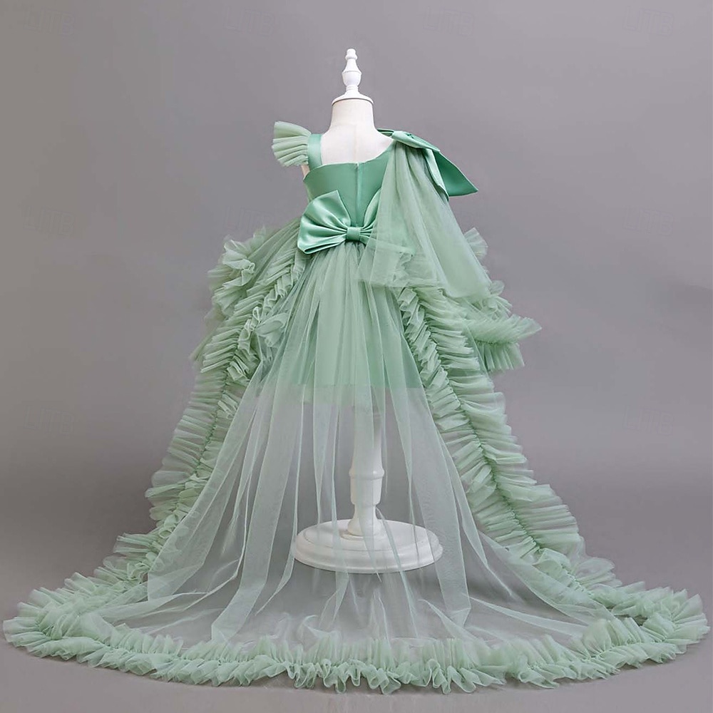 Děti Dívčí Šaty na párty Pevná barva Bez rukávů Zvláštní příležitosti Princeznovské Polyester Šaty na párty Léto Jaro Děti Žlutá Světlá růžová Trávová zelená 2025 - $41.99 –P1