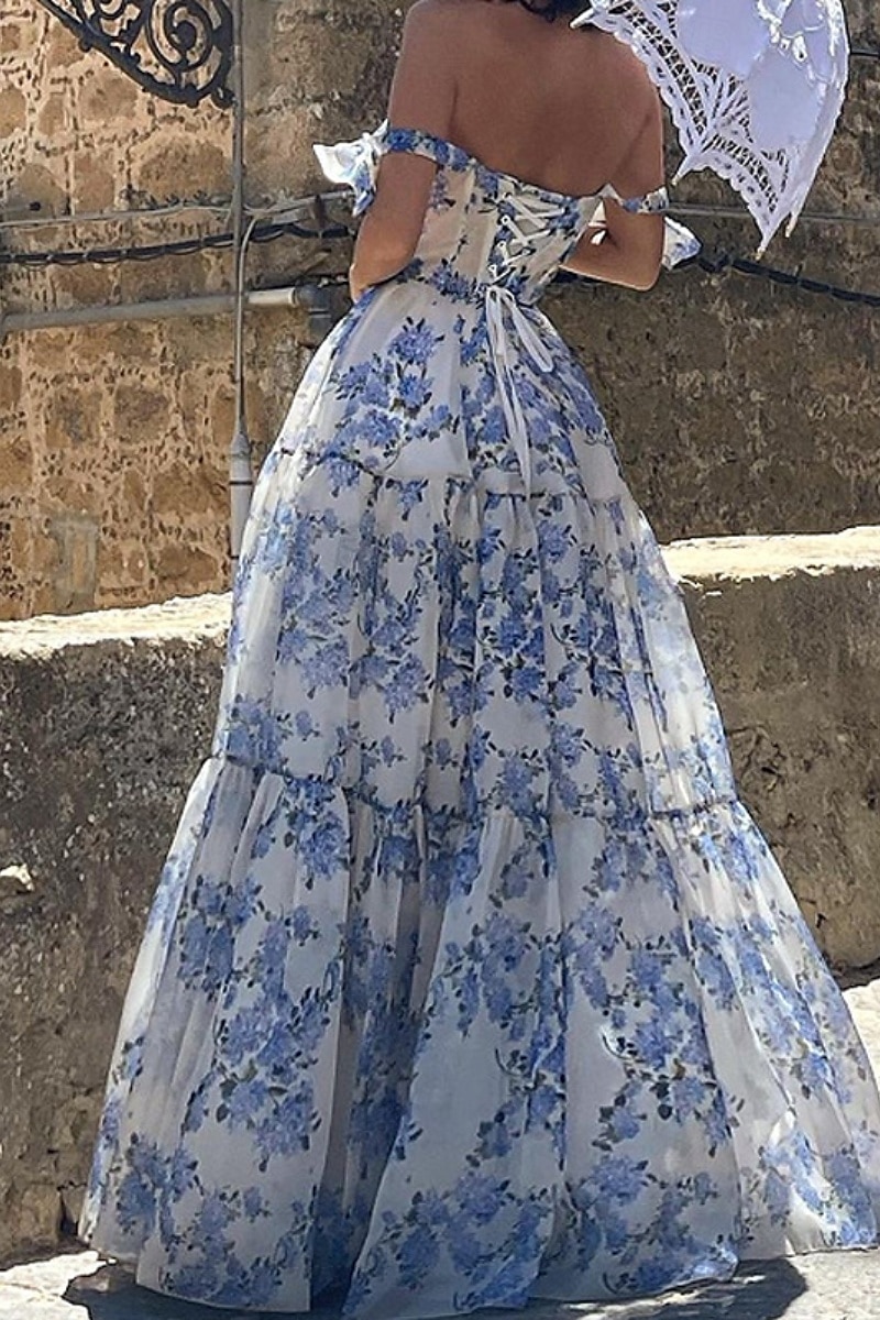 Women's Long Dress Maxi Dress Party Dress Cocktail Dress Fashion Party Special Occasion Regular Fit Flower Sleeveless Spaghetti Strap Blue Light Purple Summer 2025 - $33.99 –P4