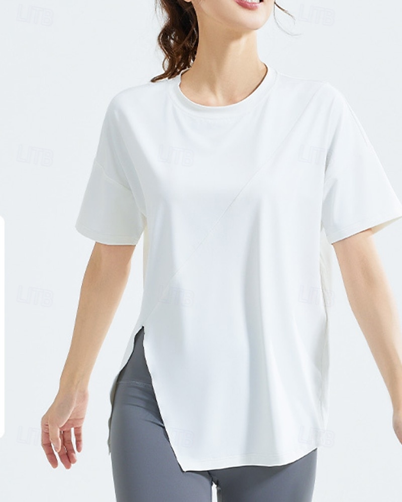 US Open Women's Tops Sport Shirt Tennis Shirt Short Sleeve Split Side Split Tennis Golf Pickleball Crew Neck Solid Colored Top Black White Pink Tennis Clothing 2025 - $13.99 –P12