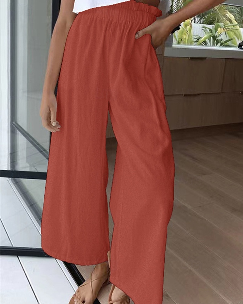 Per donna Culotte Gamba Larga Pantaloni in cotone e lino Pantaloni Eleganti Moda Streetwear Lunghezza intera Naturale Semplice Elastico in vita Comodo All'aperto Confortevole Streetwear Uscire Bianco del 2025 a $28.99 –P19