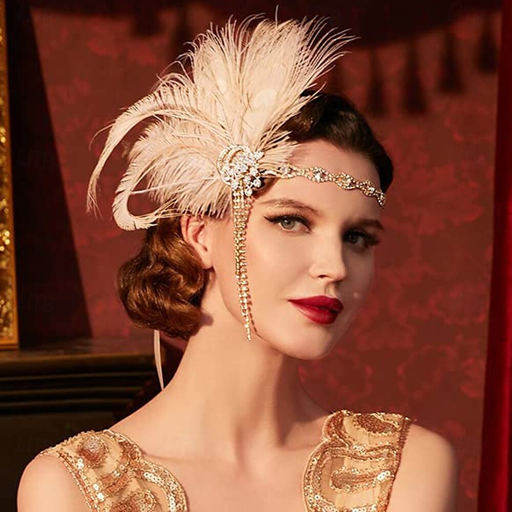 A nagy Gatsby Flapper fejpánt Gyöngyös karkötő Fülbevaló A nagy Gatsby Toll Retro Csillogó glitter Női Farsang Valentin nap Álarcos mulatság Party estélyi viselet Álarcos mulatság Fesztivál Felnőttek 2025 - $17.49 –P1