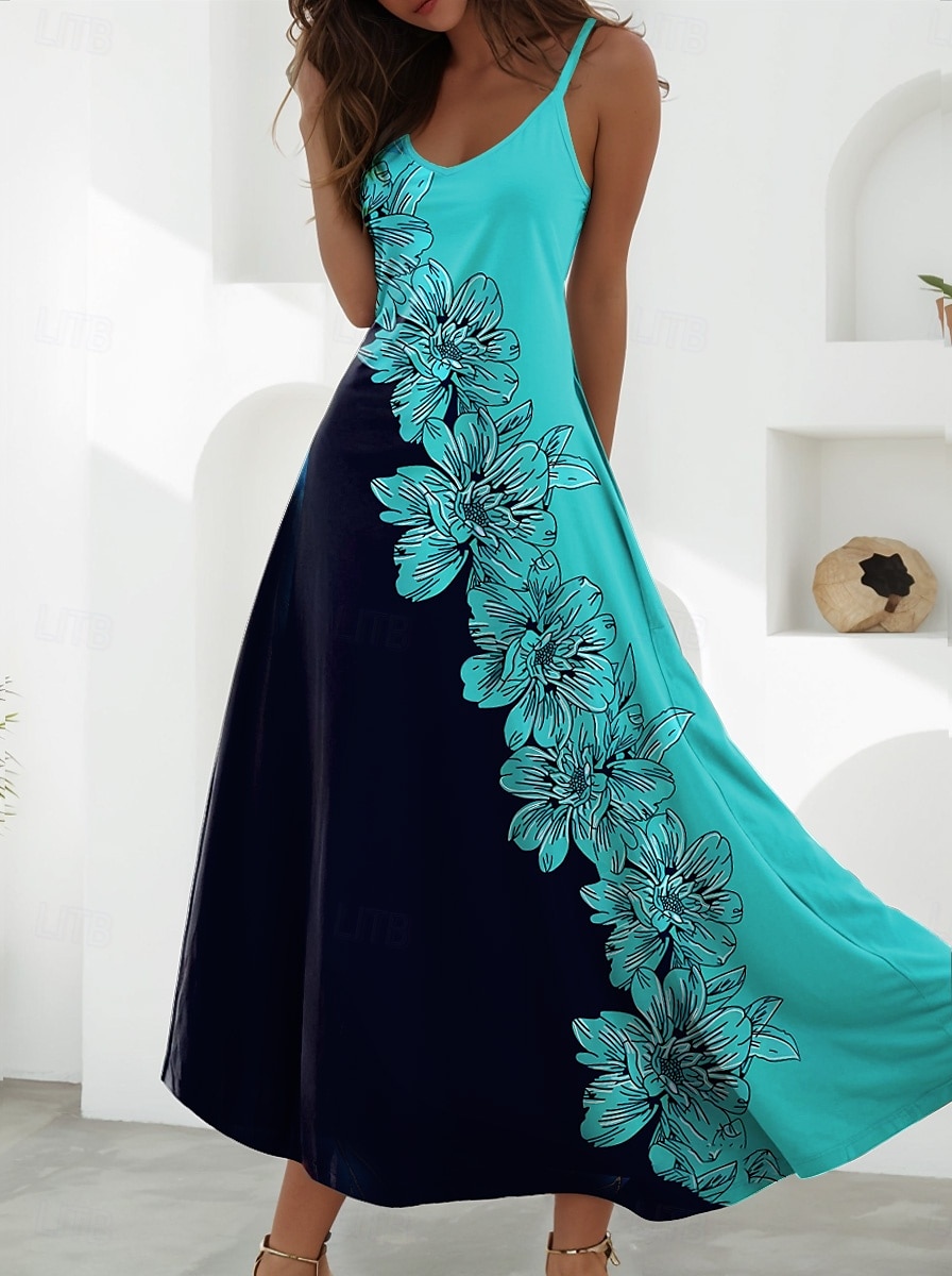 Damen Maxikleid A Linie Kleid Unterkleid Urlaub Lässig Strand Ausgehen Strand Normale Passform Blumen Grafik Ärmellos V Ausschnitt Schwarz Grün Hellgrün Rote Blau Sommer Frühling 2025 - $34.99 –P1