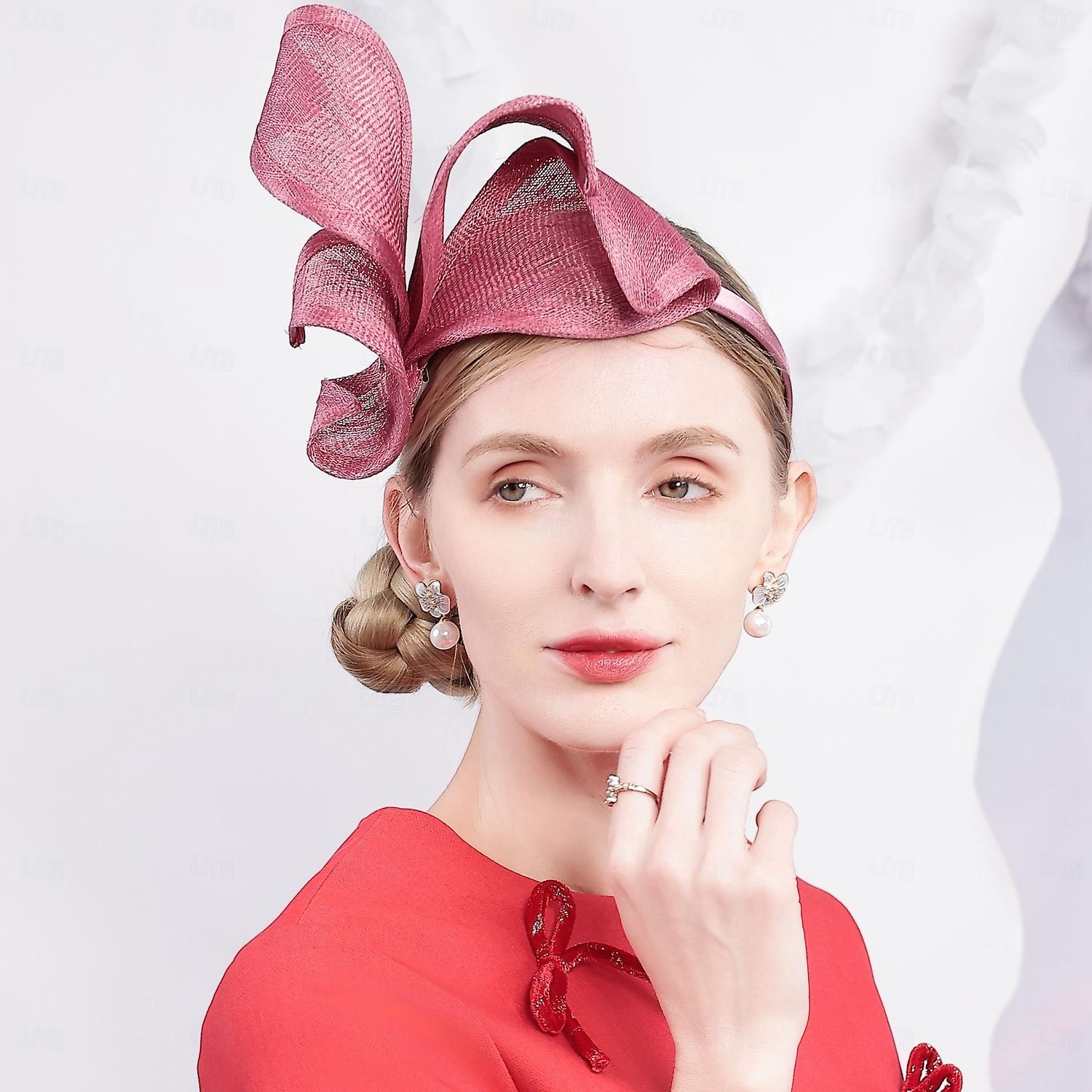 hatter sinamay tallerken lue topp lue slør lue bryllup teselskap elegant bryllup med ren farge hodeplagg hodeplagg 2025 - $40.99 –P2