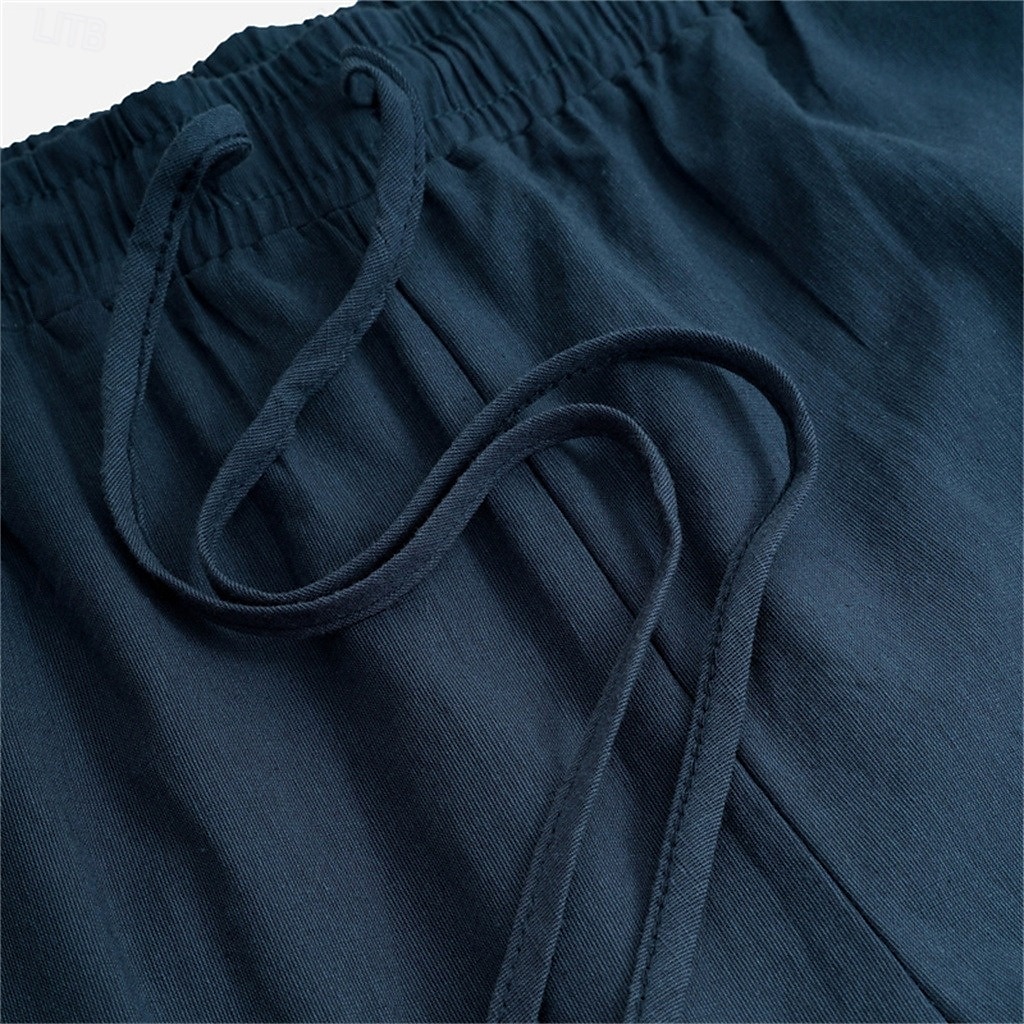 Homens Calças de linho Calças Calça verão Calças largas Calças de praia Com Cordão Cintura elástica Perna reta Tecido Conforto Respirável Comprimento total Casual Diário Feriado Férias Moda Branco de 2025 por $21.99 –P8