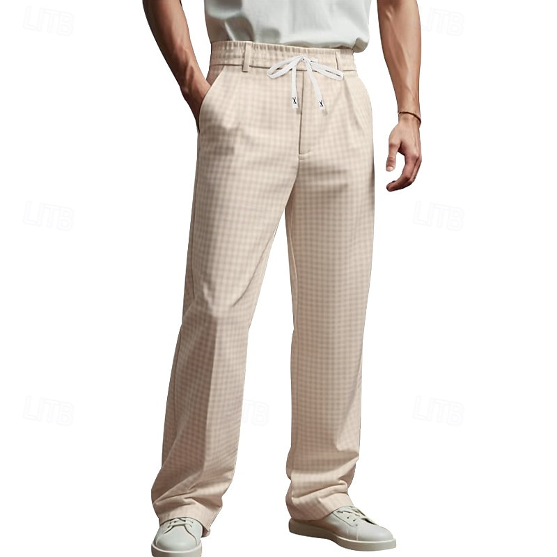Herren Anzughose Hose Freizeithose Kordelzug Elastischer Bund Gerader Schnitt Einfach Komfort Weich Volle Länge Outdoor Geschäft Täglich Mode Streetwear Hellkaki Weiß 2025 - $22.99 –P6
