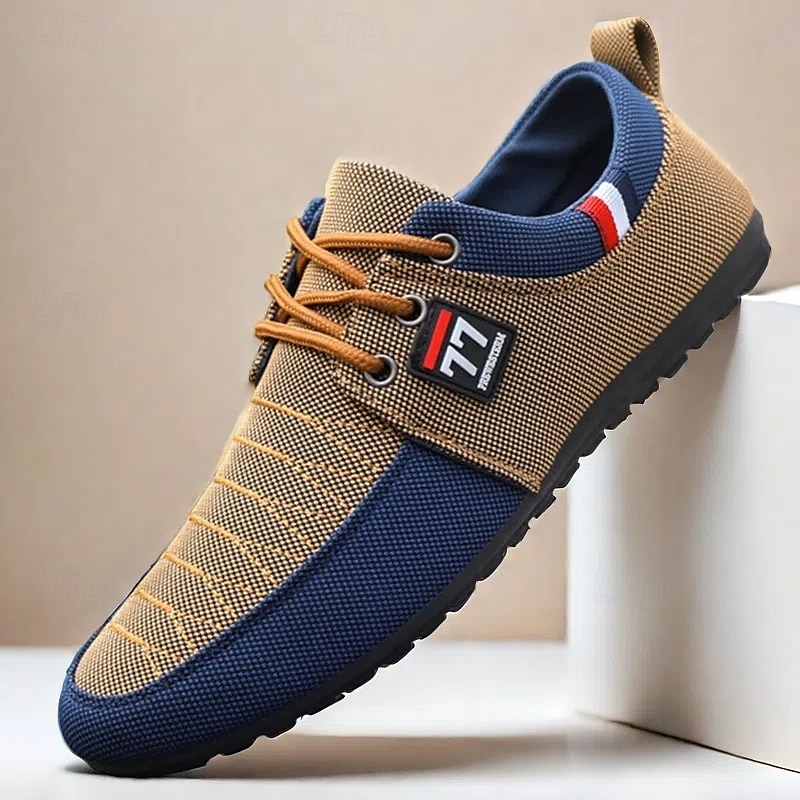 Baskets décontractées bicolores en tricot pour hommes – Chaussures de sport à lacets en nylon respirant pour un usage quotidien de 2026 ? €23.99 –P1