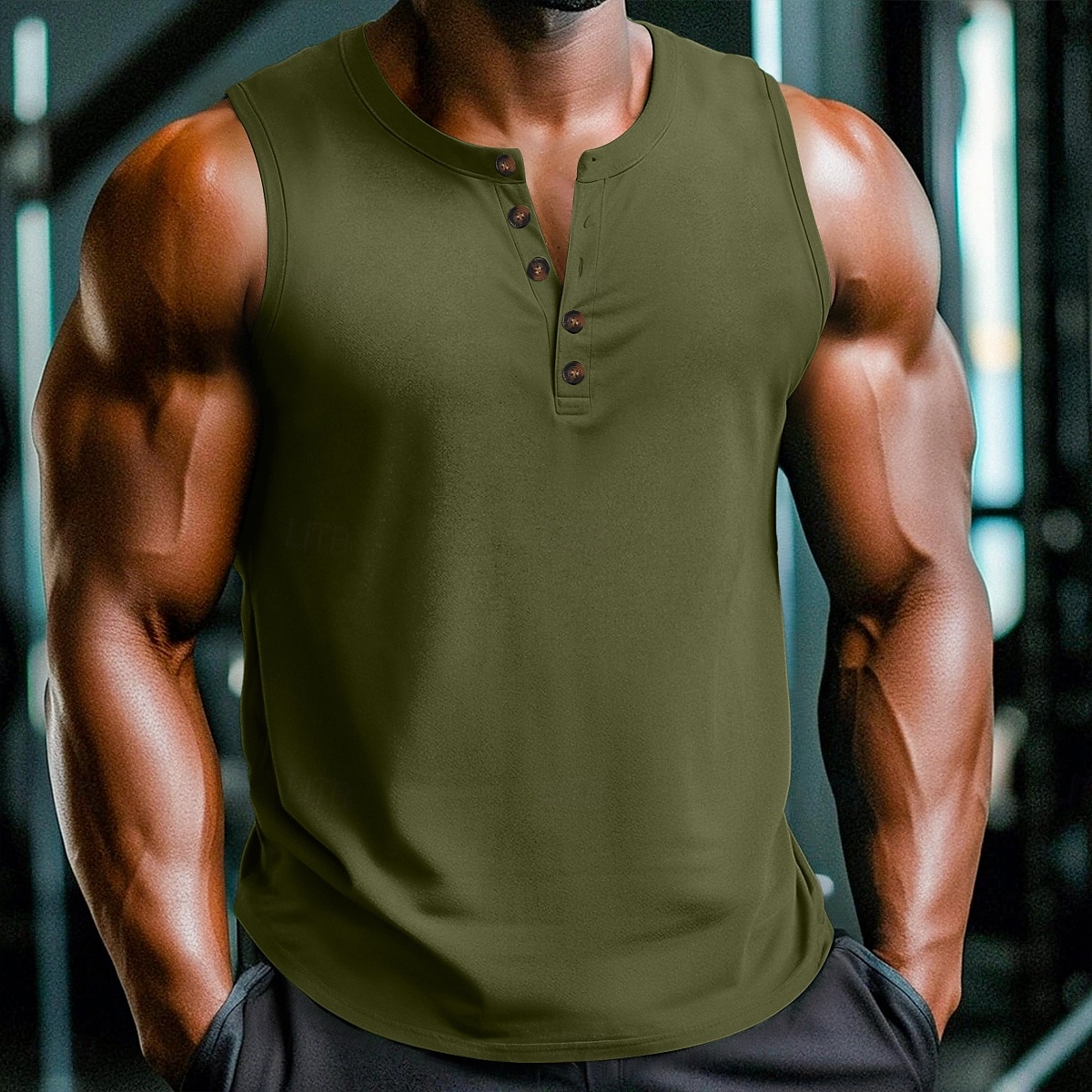 Pánské Bez rukávů Tričko Henley Vesta Top Tílka Bez rukávů Henley Léto Bez vzoru Módní Designové sportovní Dovolená ulice Ležérní Černá Bílá Khaki Top tričko pro muže 2025 - $12.99 –P6