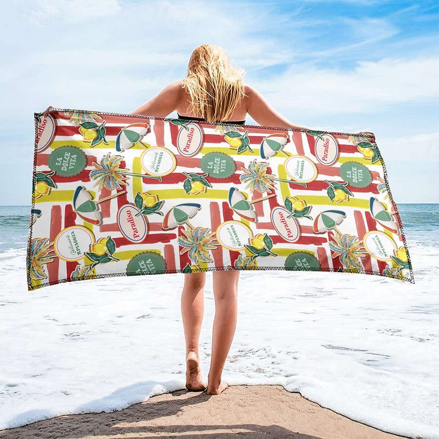 bedrucktes Strandtuch, leichte, schnelltrocknende, sandfreie Stranddecke, ideal für Reisen, Pool und den Einsatz im Freien 2025 - $10.99 –P33