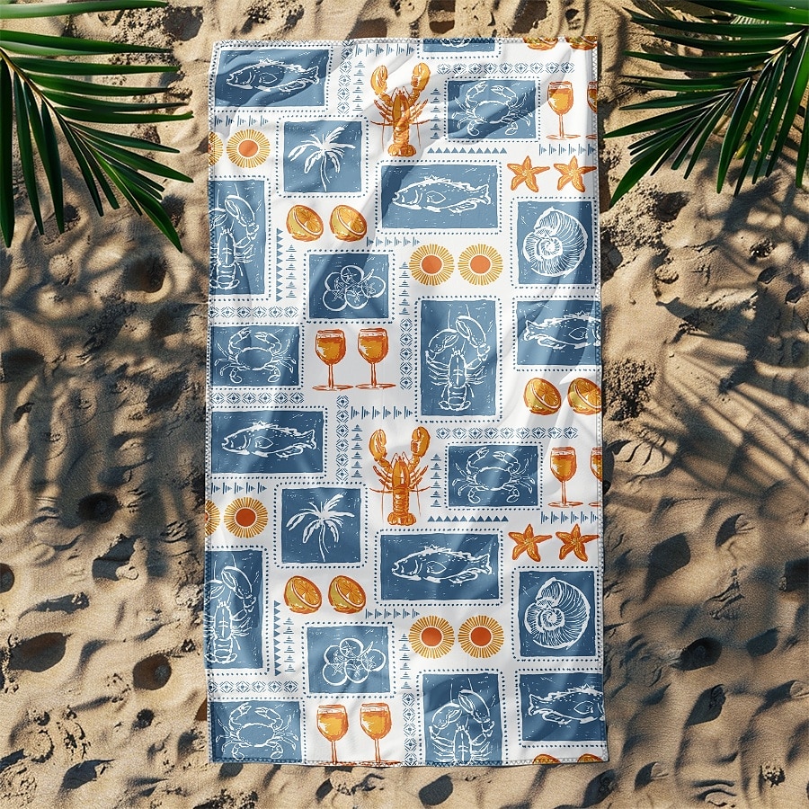 מגבת חוף מודפסת, שמיכת חוף קלת משקל נטולת חול, אידיאלית לנסיעות, בריכה ושימוש חיצוני 2025 - $10.99 –P35