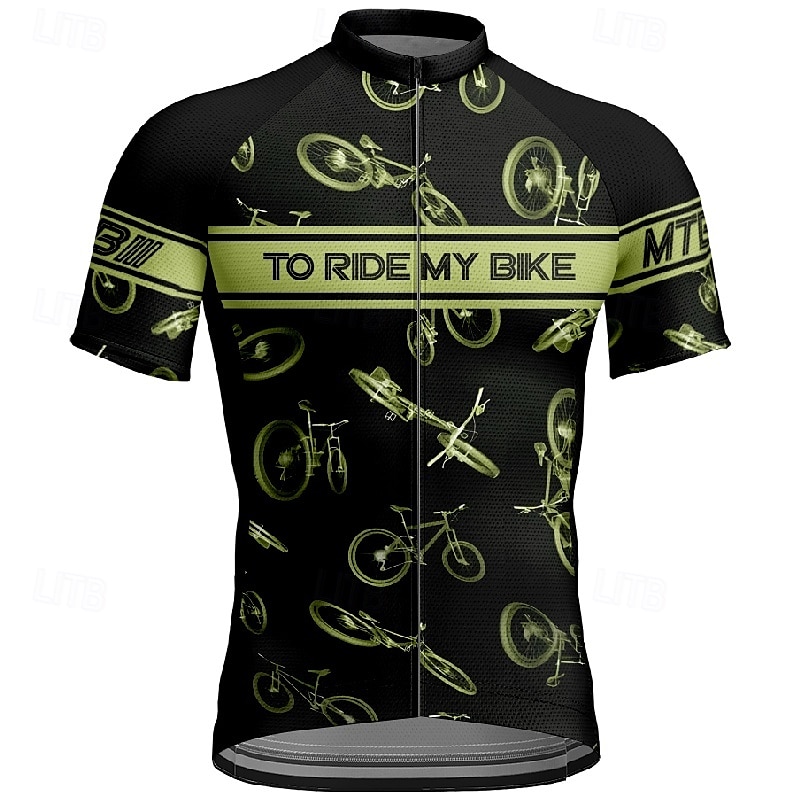 Voor heren Wielrenshirt Korte mouw Fietsen T-shirt Shirt met 3 achterzakken Bergracen Ademend Sneldrogend Anatomisch ontwerp Lampenkatoen Geel Blauw Paars Sport Kleding 2025 - $25.99 –P12