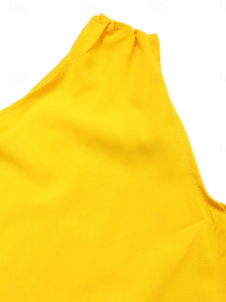 Robe Maxi Femme Robe A Ligne Couleur Unie Robes de Travail Robe Off The Shoulder Formelle Fête de Travail Coupe Régulière Simple Une Épaule Jaune Rouge Vert Été Printemps de 2025 ? $39.99 –P15