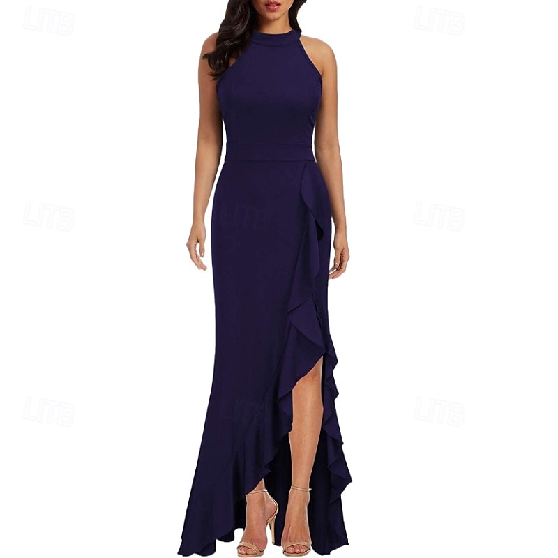 Damen Langes Kleid Maxikleid Partykleid Cocktailkleid Kleid für Hochzeitsgäste Mode Hochzeit Party Besonderer Anlass Normale Passform Einfach Ärmellos Rundhalsausschnitt Schwarz Wein Marineblau 2025 - $28.99 –P5