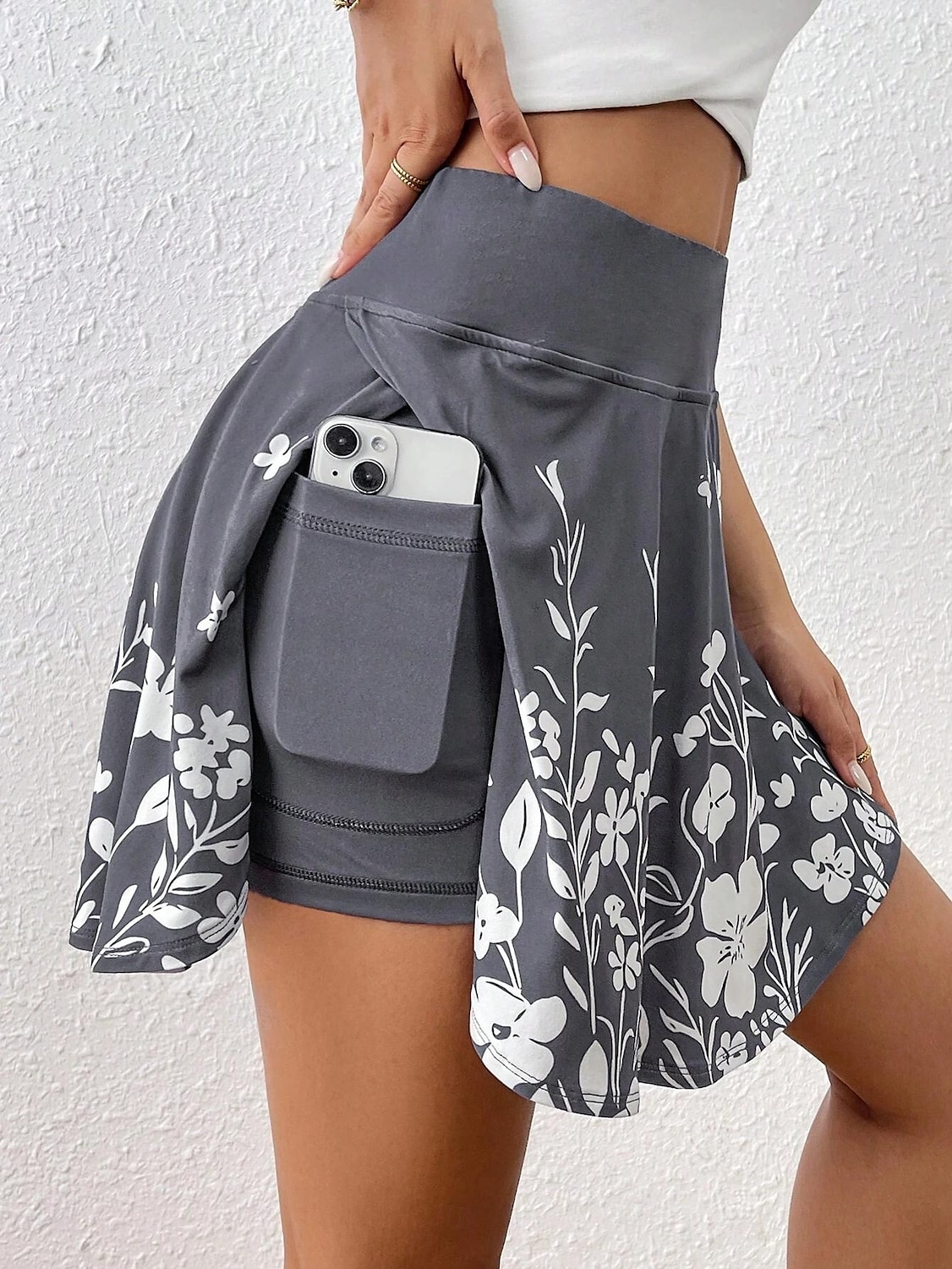 Fustă scurtă pentru femei culotte modă subțire casual fuste mini cu talie înaltă grafic floral elastică zilnică roz albastru închis albastru cer gri vară poliester 2025 - $19.99 –P5