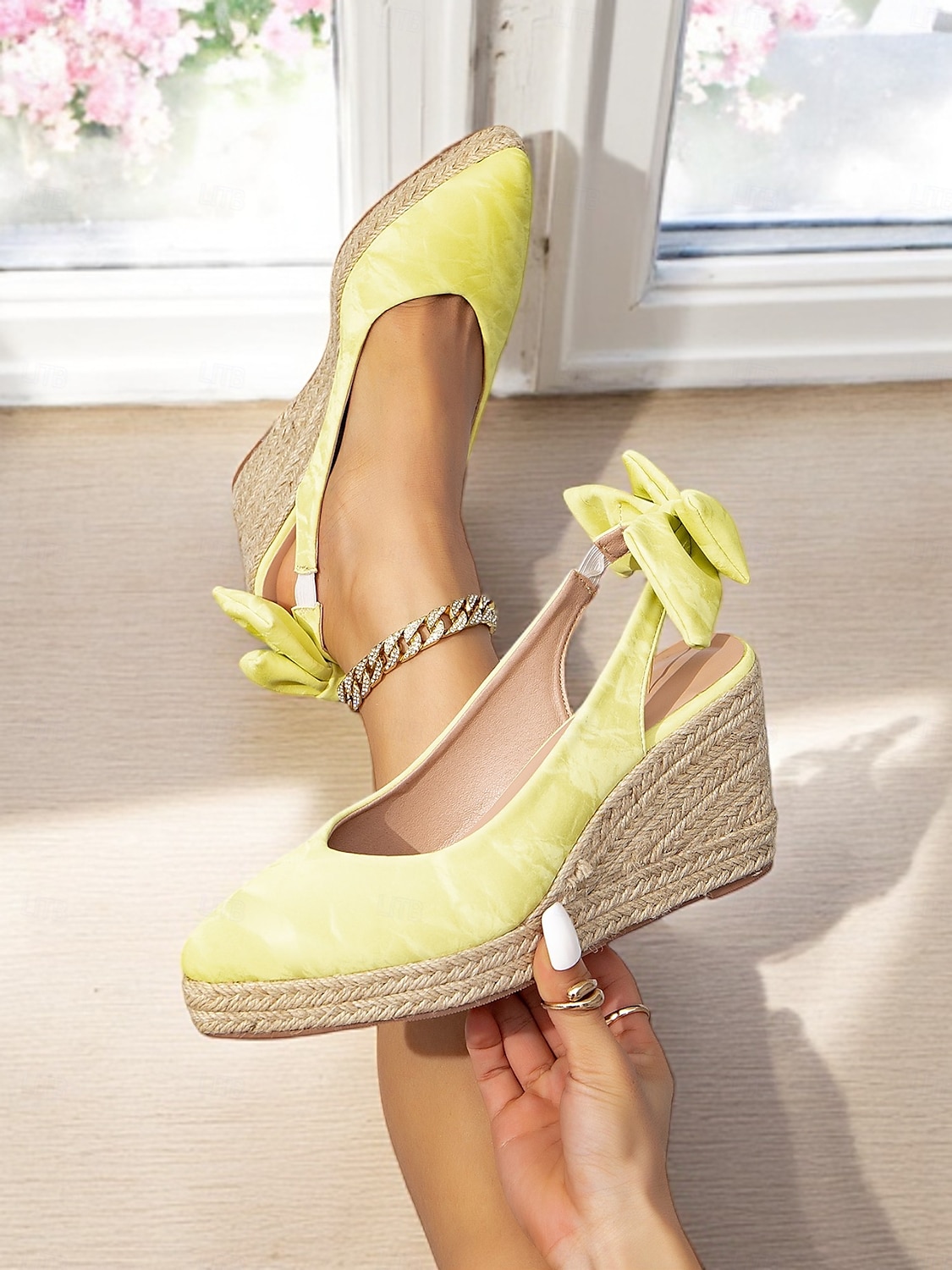espadrillas gialle da donna con zeppa e fiocco – eleganti scarpe estive per le vacanze, per feste in giardino e abbigliamento da resort del 2025 a $42.99 –P1