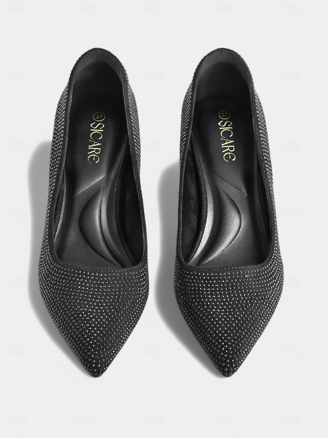 Women's Champagne Rhinestone Pointed Toe Kitten Heels – Elegant Slip-On Glitter Pumps for Cocktail Parties and Holiday Celebrations 2025 - $54.99 –P3