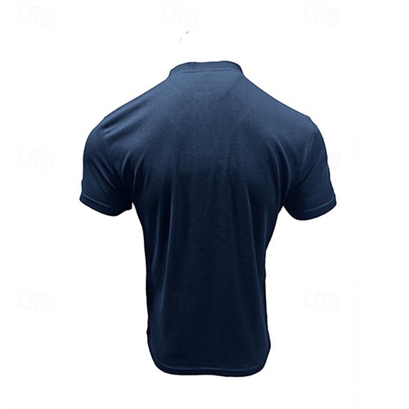 Herren T Shirt Henley Hemd T-Shirt Kurzarmshirt Kurzarm Henley Sommer Frühling Einfach Mode Designer Basic Knöpfe Urlaub Straße Ausgehen Schwarz Blau Grün Top T-Shirt für Herren 2025 - $24.99 –P14