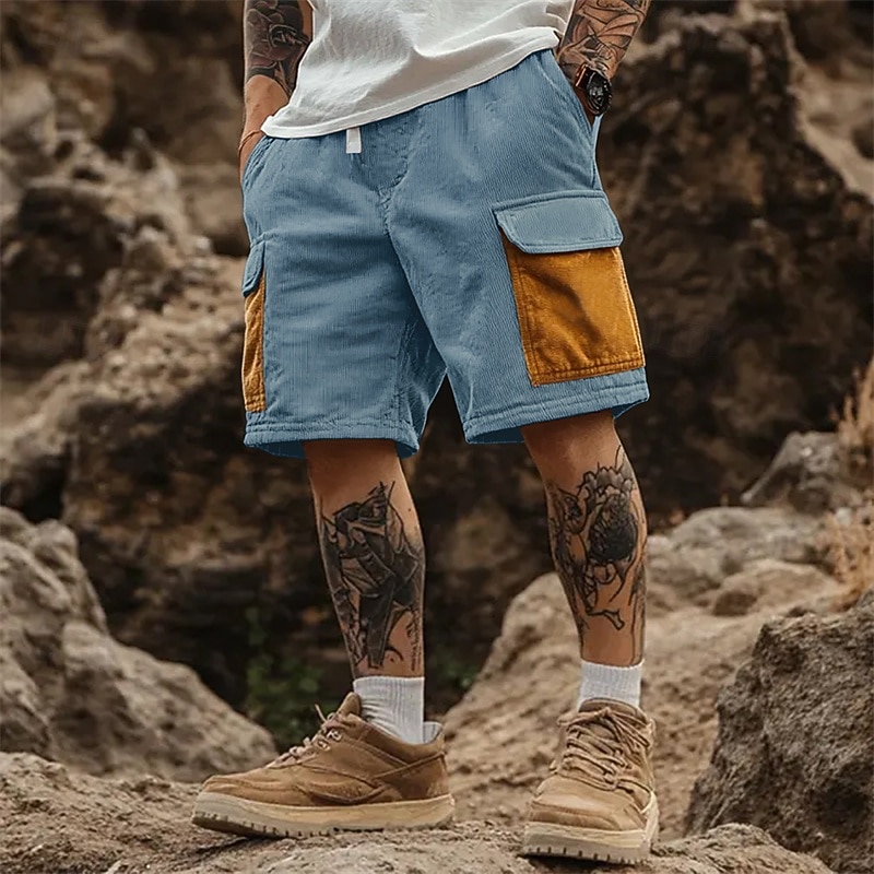 Men's Cargo Shorts Camping Shorts Casual Shorts Hiking Shorts Corduroy Shorts Drawstring Elastic Waist Multi Pocket Color Block Plain Comfort Soft Knee Length Outdoor Casual Daily Fashion Streetwear 2026 - $22.99 –P8