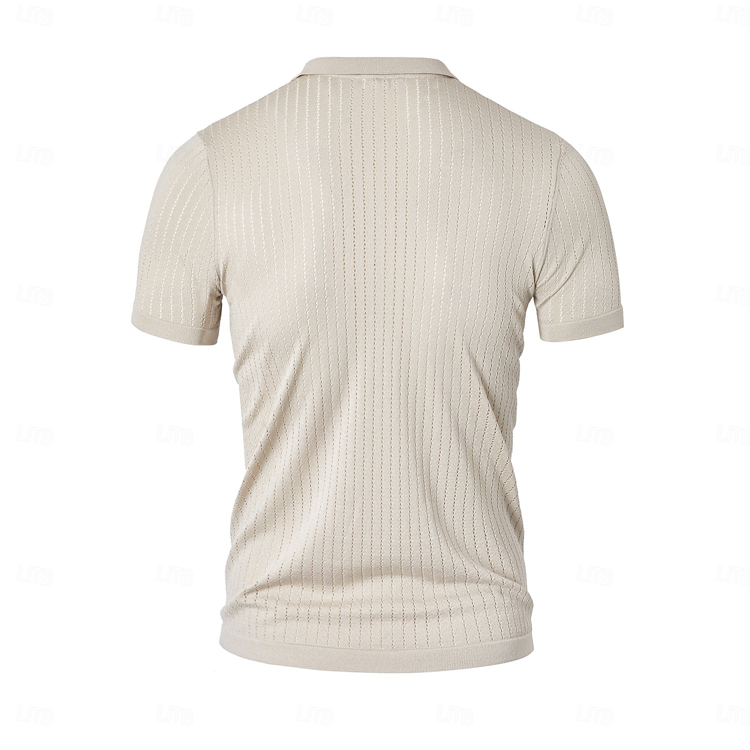 Bărbați Afaceri Casual În V Rever Manșon scurt Epocă Modă Culoare solidă Plasă Decupată Vară Primăvară Toate Sezoanele Bej 2025 - $27.99 –P4