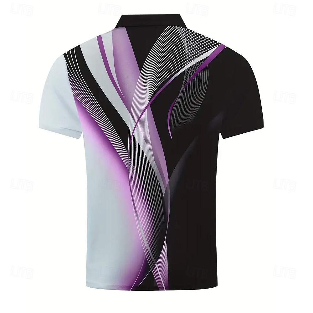 Herren Geometrisch Linie Polo Kurzarm Polo-Shirts Hemden mit Kragen Business-Casual Schule Outdoor Alltagskleidung 3D-Druck Sommer Weiß Blau Purpur 2026 - $26.99 –P3