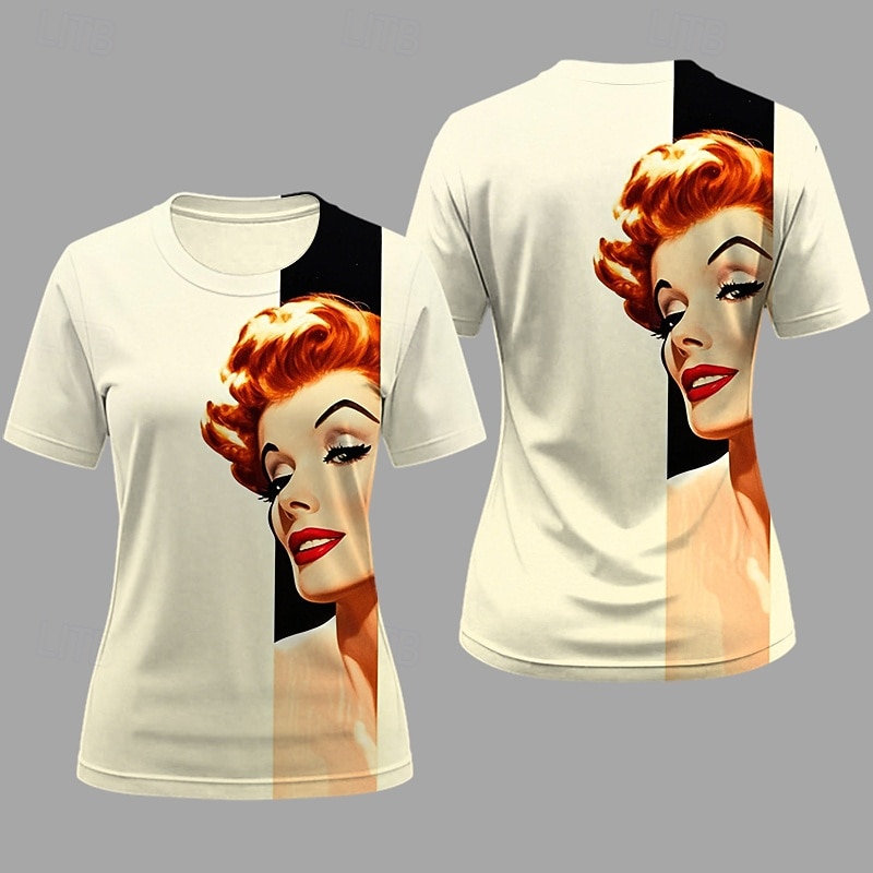 T-shirt Retro Poster Retro Girl 1950s Retro Vintage T-shirt Sleeve Graphic for Women's Adults' 3D Print  for Masquerade Daily Vacation Party 2026 - $17.49 –P1