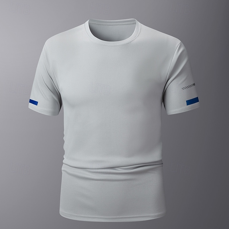 Men's Sport T Shirt Quick Dry  Tee Crew Neck Summer Solid Color Plain Short Sleeves Sports & Outdoors Casual Basic Fitness Casual Daily Dark Grey White Black Top Tee for Men 2025 - $8.99 –P7
