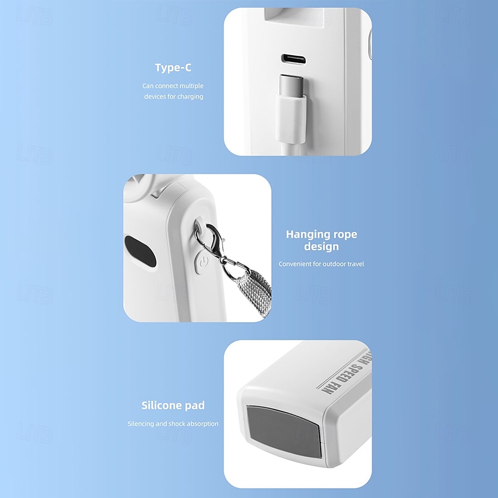 Folding Handheld Cooling Fan with Ceramic Refrigeration, 13000RPM Motor, 100-Speed Digital Display, Type-C Charging, White 2025 - $37.99 –P10