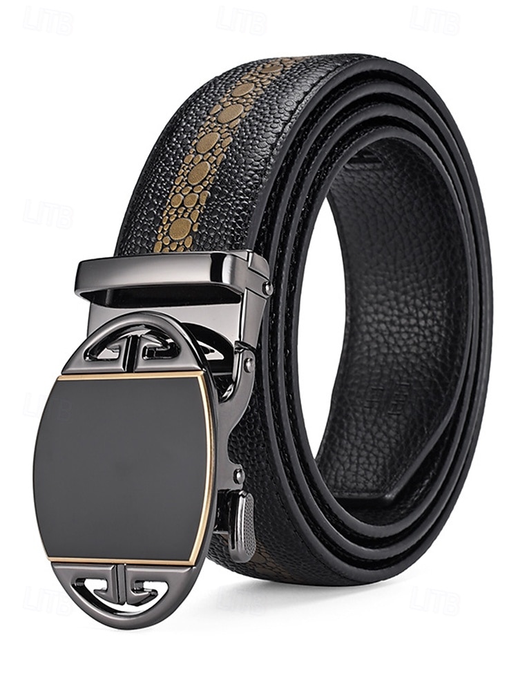 Men's Genuine Stingray Leather Automatic Buckle Belt – Luxury Textured Strap with Reflective Pattern for Business, Formal and Gift Occasions 2025 - $26.99 –P8